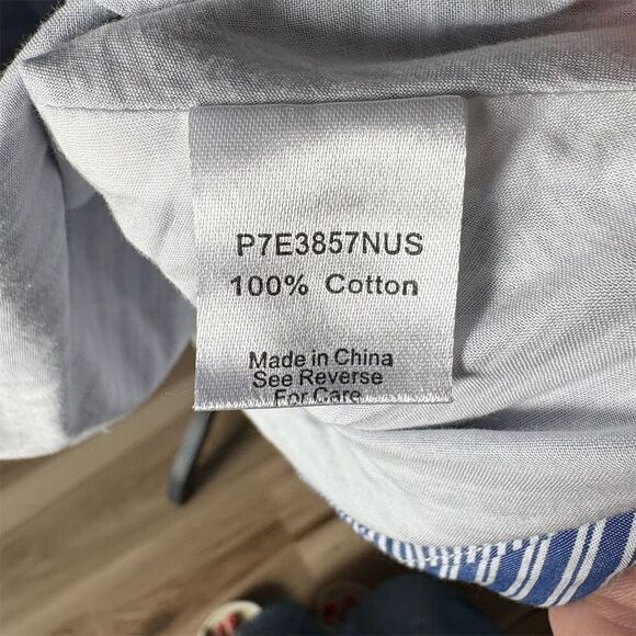 Parker Size 8 Halter Blue Striped Fit & Flare Cotton Above Knee Length Dress - Picture 7 of 7